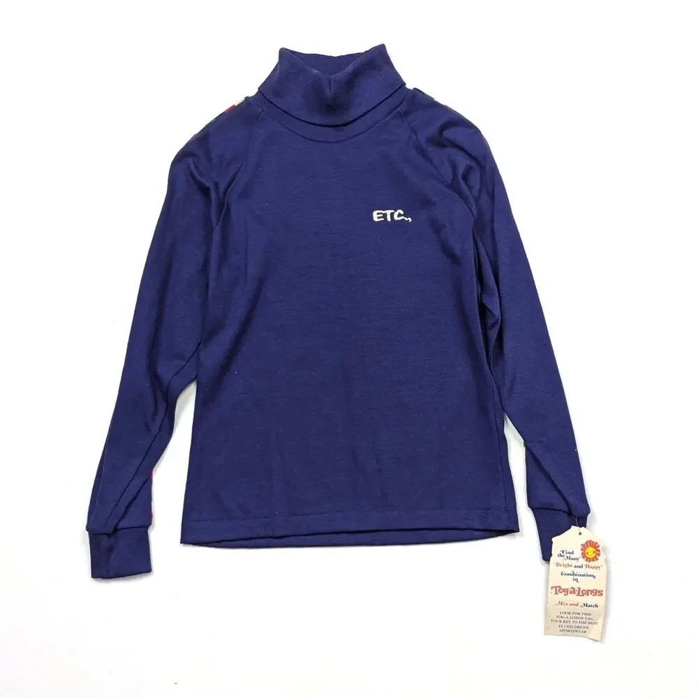 Vintage Tog-a-longs Turtleneck Boys Size 6X Navy Shirt Long Sleeve